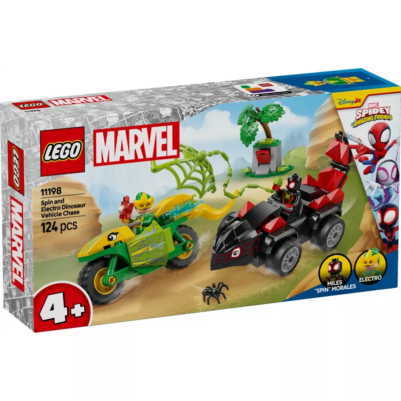 LEGO MARVEL 11198 Caça ao veículo dinossauro Spin e Electro