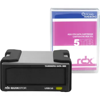 Kit de unidade externa RDX Overland‑Tandberg 5TB HDD USB 3.2 Gen 1, sustentável 260 MB/s, preto, 110×178×52 mm