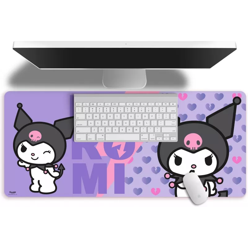 Tapete de rato Kids Euroswan 80x30 cm Hello Kitty Kuromi, tapete grande retangular para gaming/secretária