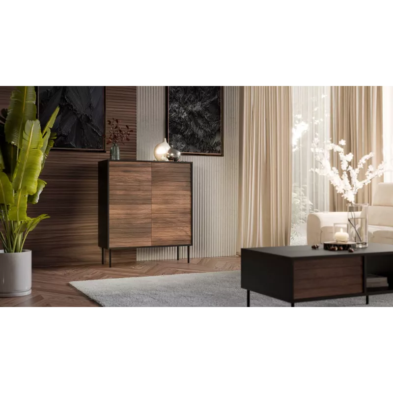 Cómoda Cama 4D CORTINA 102x40x118 preto/nogueira