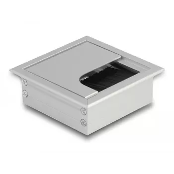 Passagem de cabos DeLOCK para montagem em secretária com escova 80x80x28 mm prateado
