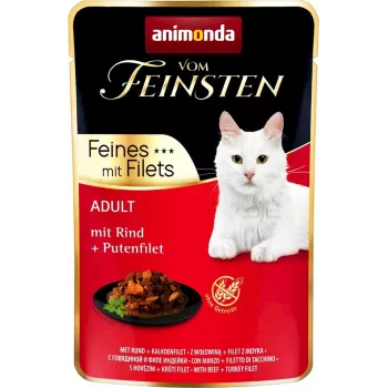 Animonda Vom Feinsten comida húmida para gatos com vaca e filete de peru, 85 g