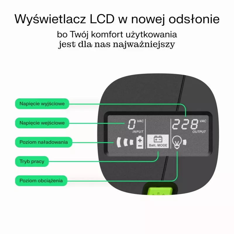 UPS Green Cell (fonte de alimentação ininterrupta) Line-Interactive 0,85 kVA 480 W 2 saídas AC