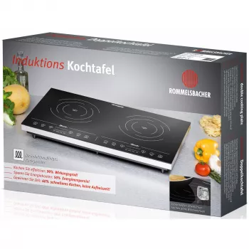 Placa de indução Rommelsbacher CT 3410/IN, 2 zonas, controlo tátil