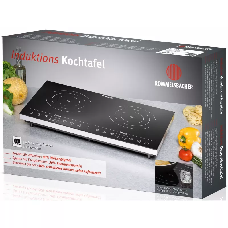 Placa de indução Rommelsbacher CT 3410/IN, 2 zonas, controlo tátil