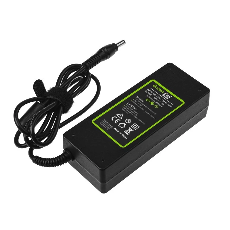 Fonte de alimentação Green Cell AD26AP 75W 19V carregador de portátil AC/DC para interiores, preto