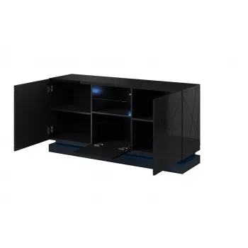 Cómoda QIU 2D1K 150x41.5x75 preto brilhante/preto brilhante