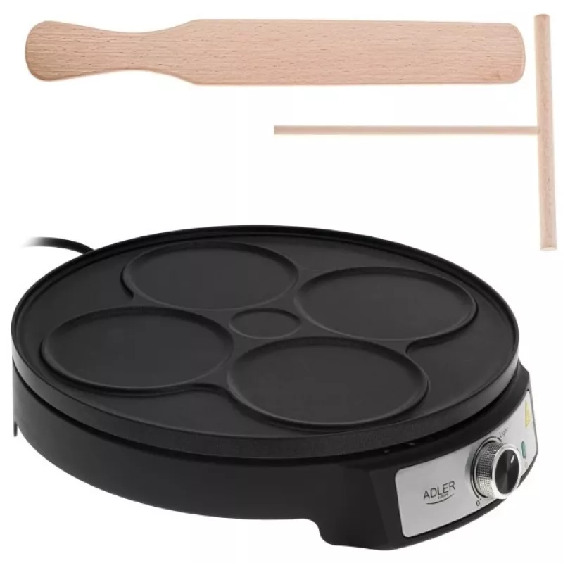 Adler AD 3093 Máquina de crepes elétrica de dupla face 2 em 1, 1600 W, preto