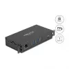 Hub USB DELOCK 3 portas 5 Gbit/s com RJ45 Gigabit PoE++ e host USB Type-C, caixa metálica, isolamento de 1,5 kV, preto
