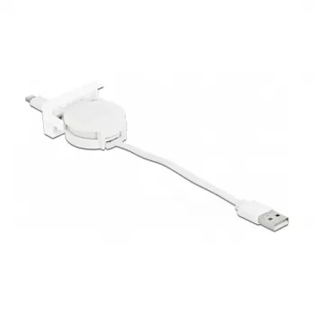 Cabo DeLOCK Easy 45 módulo USB 2.0 cabo retrátil USB Type-A para 8 Pin Lightning fêmea branco