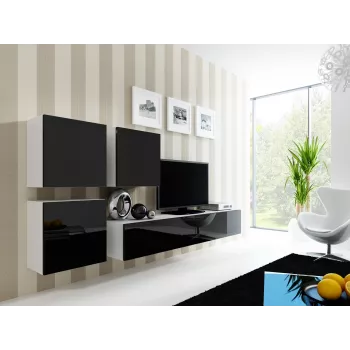 Armário Cama Square VIGO 50/50/30 branco/preto brilhante