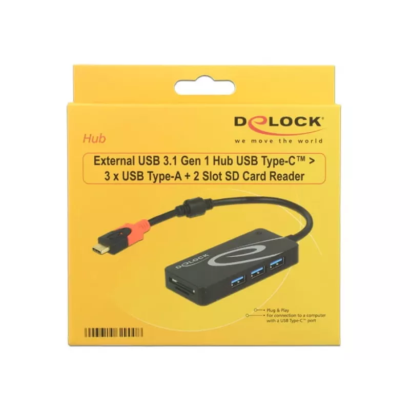 Hub USB DeLOCK USB 3.0 Type-C 3 portas