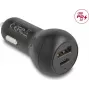 DeLOCK 64329 carregador de automóvel, USB Type-C PD 3.0 + USB Type-A, 32 W, 12-24 V, carregamento rápido, preto