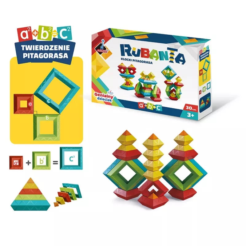 Brinquedo de construção educativo Ascato Pythagoras Blocks Rubanta 30 peças modelo 119403