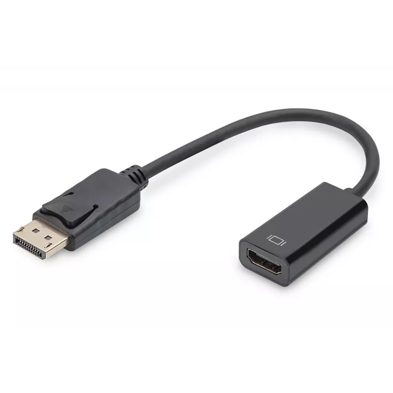 Adaptador DIGITUS, ficha DisplayPort - conector fêmea HDMI A, DisplayPort Standard 1.1a, certificado UL20276, AWG28 (DB-340400-001-S)