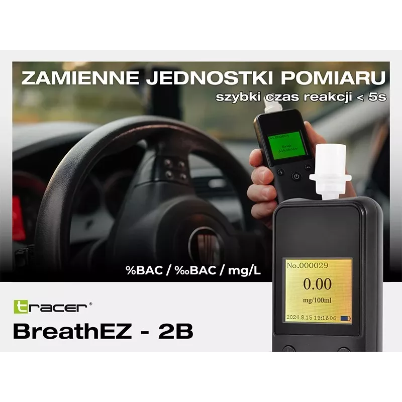 Tracer BreathEZ-2B Alcoolímetro de semicondutor, preto