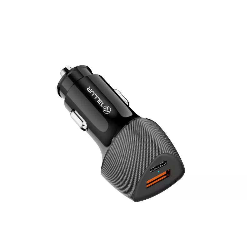 Carregador de automóvel Tellur FCC10 38W 6A PD20W QC3.0 – fonte de alimentação USB-C e USB-A para automóvel