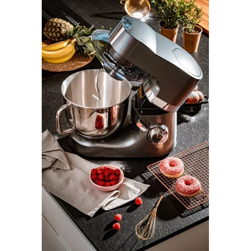 Robot de cozinha Adler AD 4221 — tigela de aço inoxidável de 7 L, 1200 W, 6 velocidades, movimento planetário