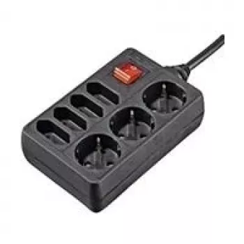 Hama 00108868 Extensão elétrica 1,4 m 7 tomadas AC para interior preta