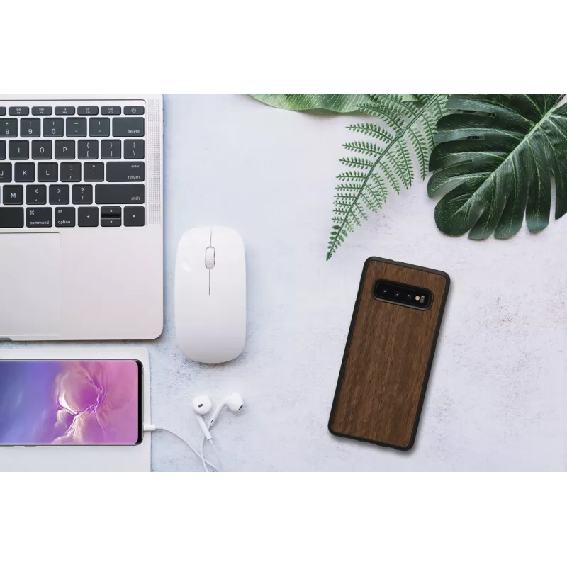 Capa para smartphone man and wood para Samsung Galaxy S10, design koala preto, capa protetora