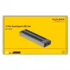 DeLOCK Hub USB externo 5 Gbit/s com 13 portas + interruptor, USB 3.2 Gen 1 (3.1 Gen 1) Type-B, USB 3.2 Gen 1 (3.1 Gen 1) Type-A, 5000 Mbit/s, Cinzento, Alumínio, 1 m