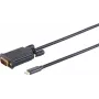 Adaptador de cabo de vídeo S/CONN 10-59185 USB Type-C para VGA 1,8 m preto
