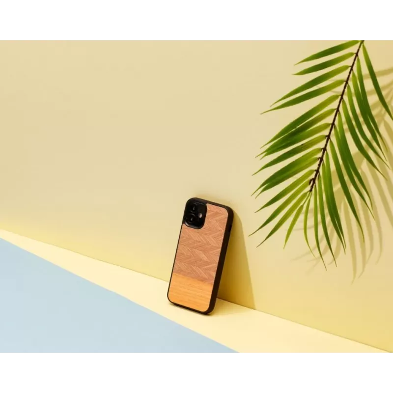 Capa para telemóvel Man and Wood para iPhone 12 mini, espinha de peixe arancia preto