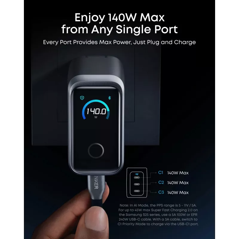 Anker Prime carregador 160 W, 3 portas, prateado (A2687341)