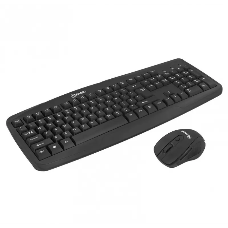 Conjunto de teclado e rato sem fios Tellur Basic preto – 2,4 GHz, recetor USB, layout compacto