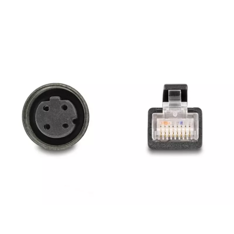 Cabo adaptador M12 DeLOCK codificação D 4 pinos fêmea para conector RJ45 macho 50 cm
