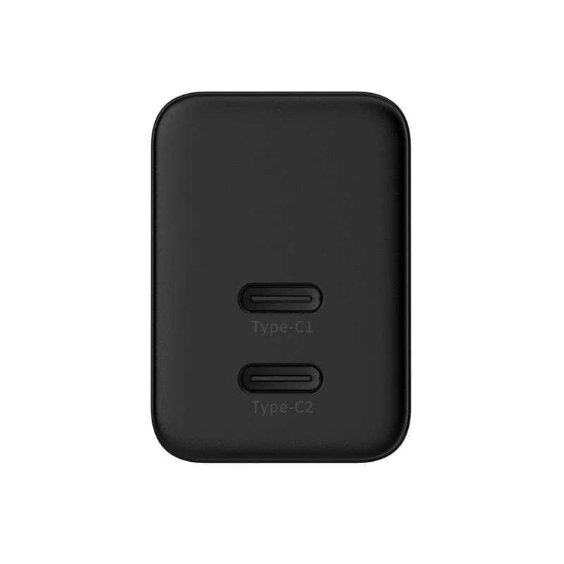 Carregador de parede Crong Ultra Compact GaN 35W PD 3.0 2x USB-C (preto)