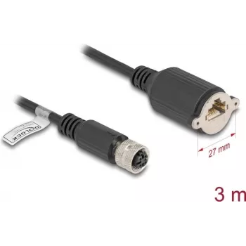 Cabo de rede DeLOCK M12 80454 RJ45 Cat5e 3 m preto