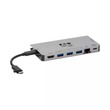 Dock USB-C - 4K HDMI, USB 3.2 Gen 1, hub USB-A, GbE, cartão de memória, carregamento PD 100W, cabo removível U442-DOCK5D-GY