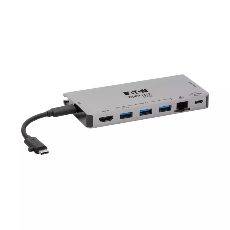 Dock USB-C - 4K HDMI, USB 3.2 Gen 1, hub USB-A, GbE, cartão de memória, carregamento PD 100W, cabo removível U442-DOCK5D-GY