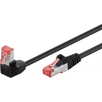 Cabo de rede Goobay CAT 6 1x 90° angular, S/FTP (PiMF), preto, 10 m - patilhas de retenção em cima, LSZH sem halogéneos, cobre (51547)