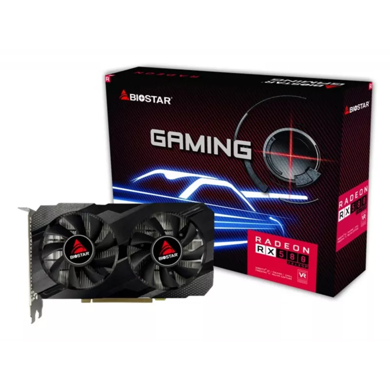 Placa gráfica BIOSTAR Radeon RX 580 8 GB GDDR5, 256-bit, 1150 MHz, PCIe x16, 2 ventoinhas