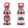 Garrafa de água metálica Paladone Super Mario com palhinha