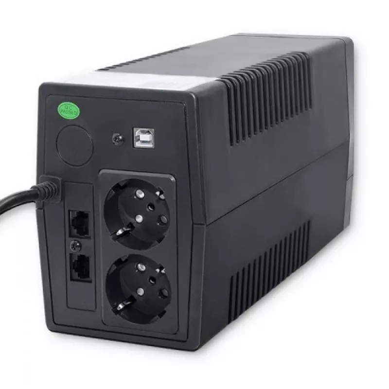 Qoltec Monolith UPS (fonte de alimentação ininterrupta) Dupla conversão (Online) 1 kVA 600 W 2 tomadas Schuko