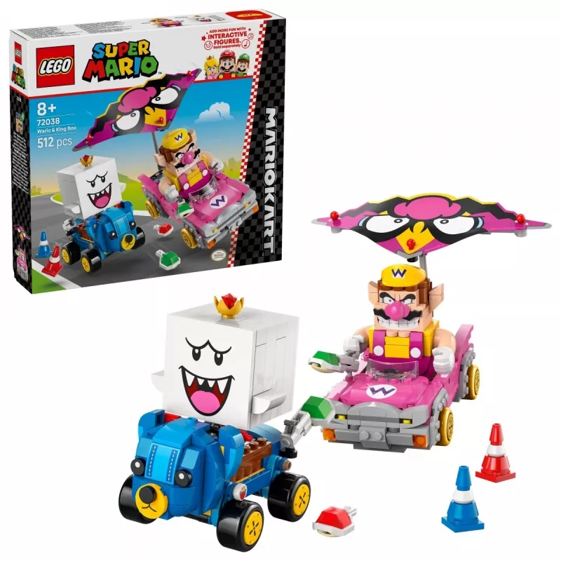 Conjunto de brinquedo de construção LEGO 72038 Super Mario Mario Kart Wario King Buu Huu – figuras de personagens e elementos de pista