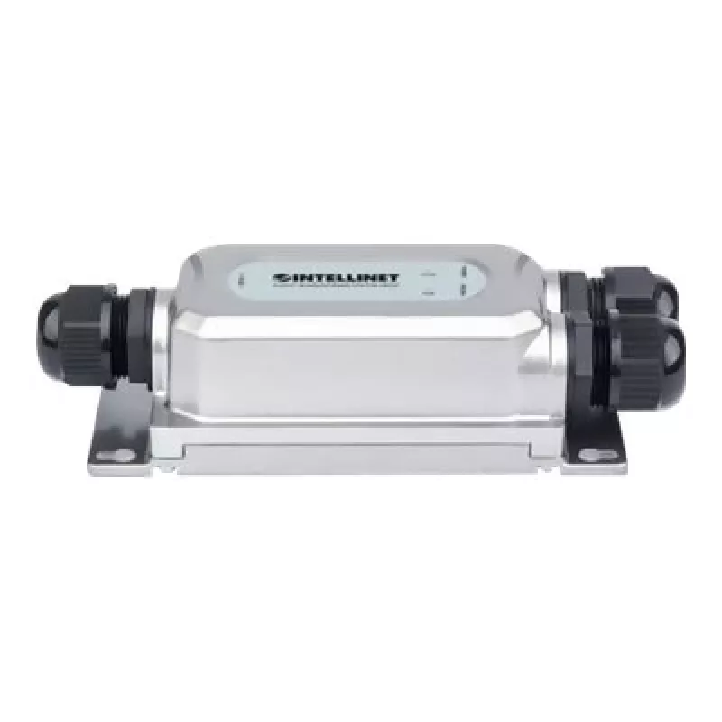 Injetor PoE++ Gigabit antivandalismo para exterior Intellinet, uma porta de 60 W, compatível com IEEE 802.3bt (4PPoE), à prova de água IP67, antivandalismo IK10, caixa metálica