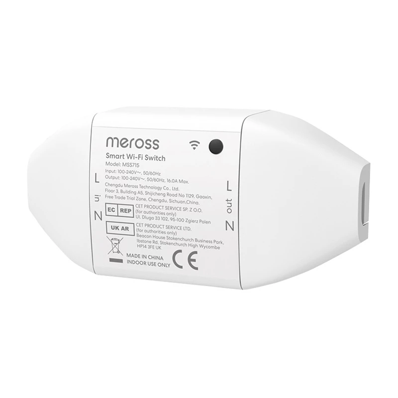 Interruptor Wi-Fi inteligente Meross MSS715MA-UN compatível com Matter – relé de encastrar de um canal para domótica