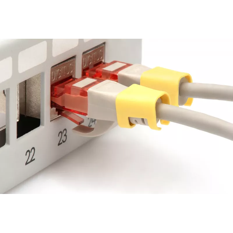 DIGITUS - Clipes de cabo com codificação de cores - para cabo de patch - amarelo (embalagem de 100) (A-CC-Y)