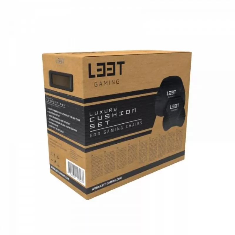 Conjunto de almofadas de cadeira gaming de luxo L33T Gaming 160382, espuma com memória, veludo, ultra macio, Preto