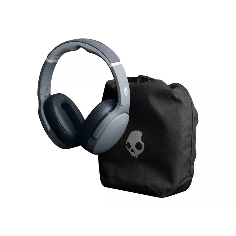 Auscultadores Skullcandy Crusher Evo — com fios e Bluetooth, cinzento, 40 h de bateria, USB-C, AUX, dobráveis