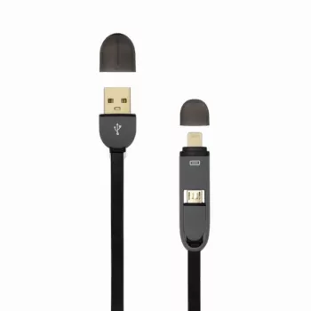 Cabo USB-A macho para Micro-USB + ficha iPhone de 8 pinos SBOX 1 m preto