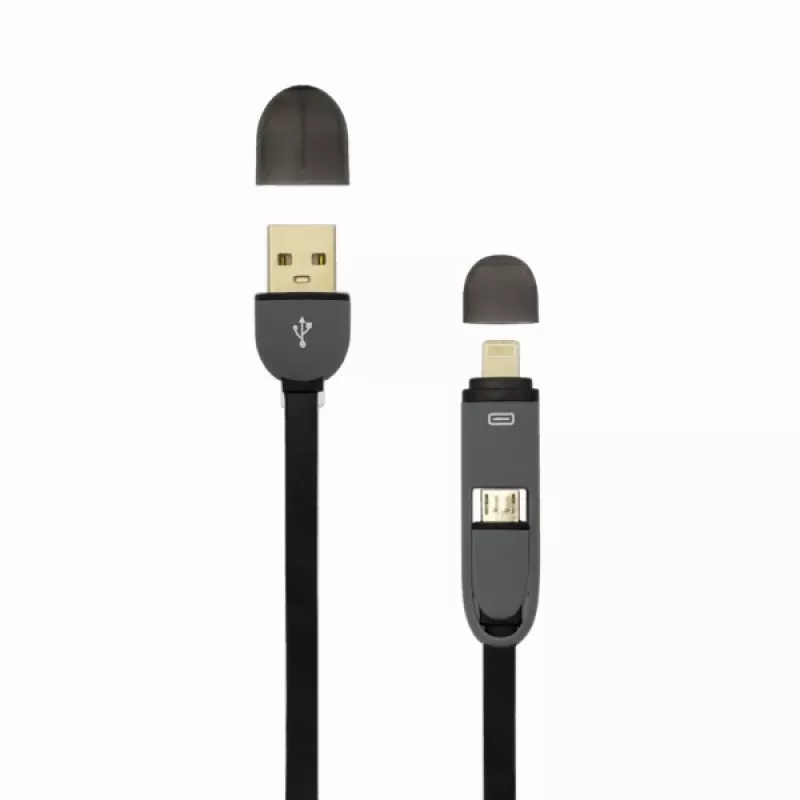 Cabo USB-A macho para Micro-USB + ficha iPhone de 8 pinos SBOX 1 m preto