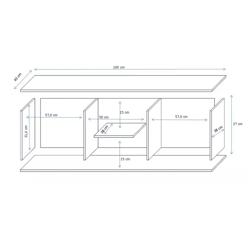 Suporte de TV Cama SOHO 180 cinzento/branco brilhante