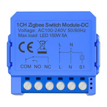 Módulo de comutação ZigBee de 1 canal Avatto ZWSM16-DC32V-1, contacto livre de potencial, DC 32V