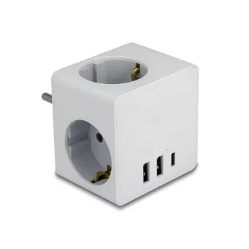 Adaptador de ficha de rede tipo F DeLOCK 11496 2 portas USB 5 V 2,4 A 3 A