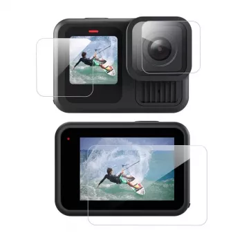 Proteção de ecrã em vidro temperado Telesin 3 em 1 para GoPro Hero 13 Black (S6-FLM-07-TGP) – conjunto de 3 peças